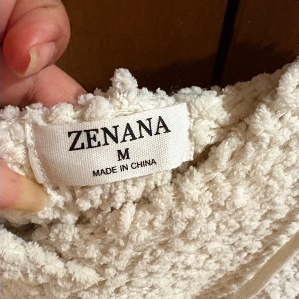 Zenana Outfitters Cream Textured Sweater over size. - Picture 2 of 11